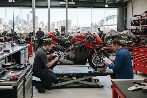 Motorcycle valuation in a Sydney workshop