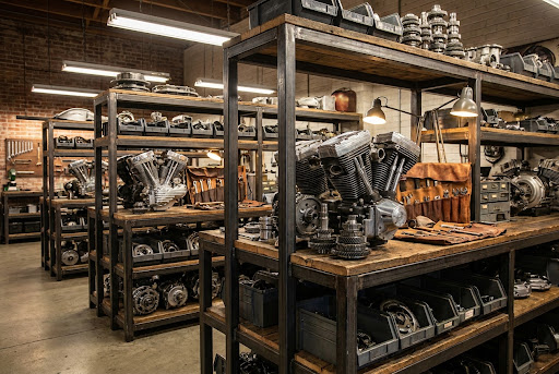 Organised used motorcycle parts and engines